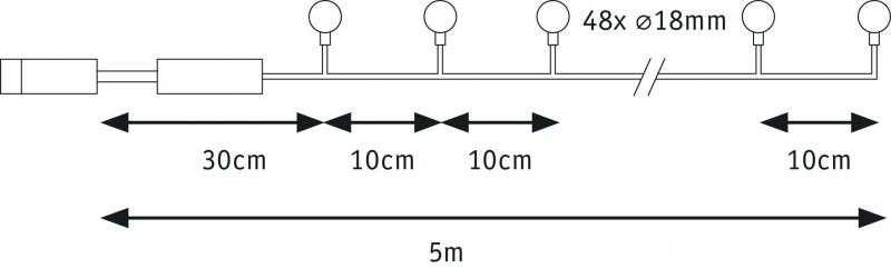 Lichterkette mit 48 kleinen LED 5 Meter Paulmann 94558 Plug&Shine Light Chain 5 IP44 3000K 24V