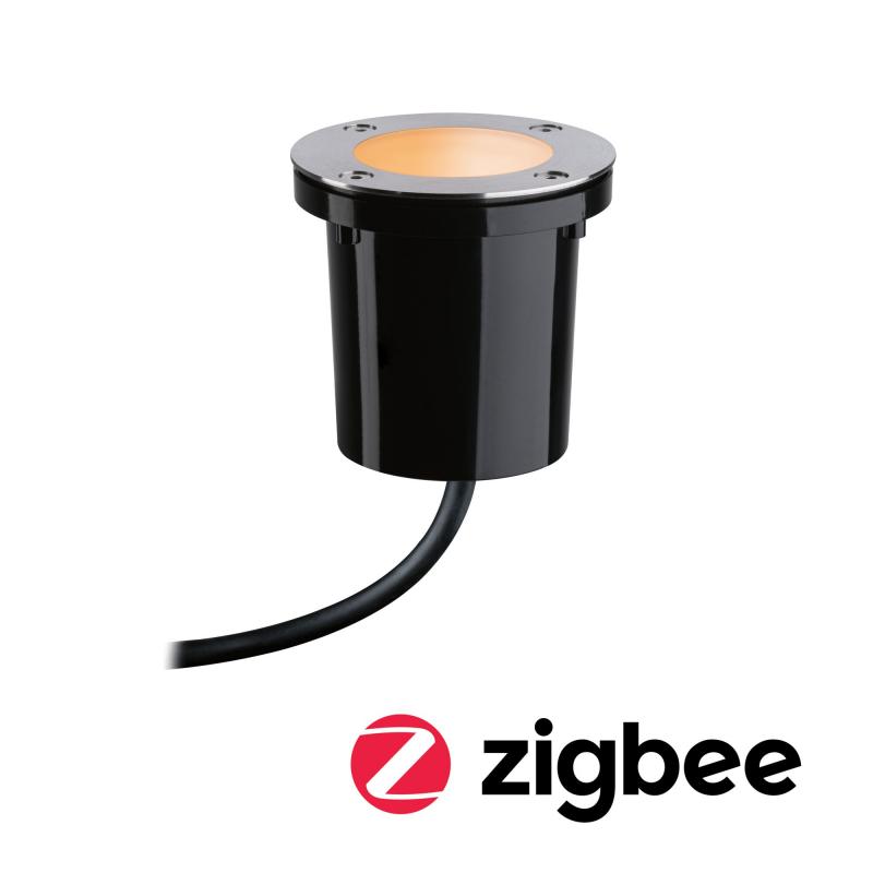 Paulmann 94588 Plug & Shine LED Bodeneinbauleuchte Smart Home Zigbe IP65 Tunable Warm 4,6W Schwarz/Edelstahl