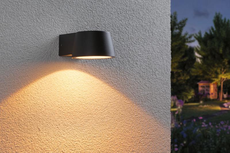 Paulmann 94713 LED Außenwandleuchte Capea insektenfreundlich Spritzwasser geschützt  extra warmweiß Schwarz Aluminium