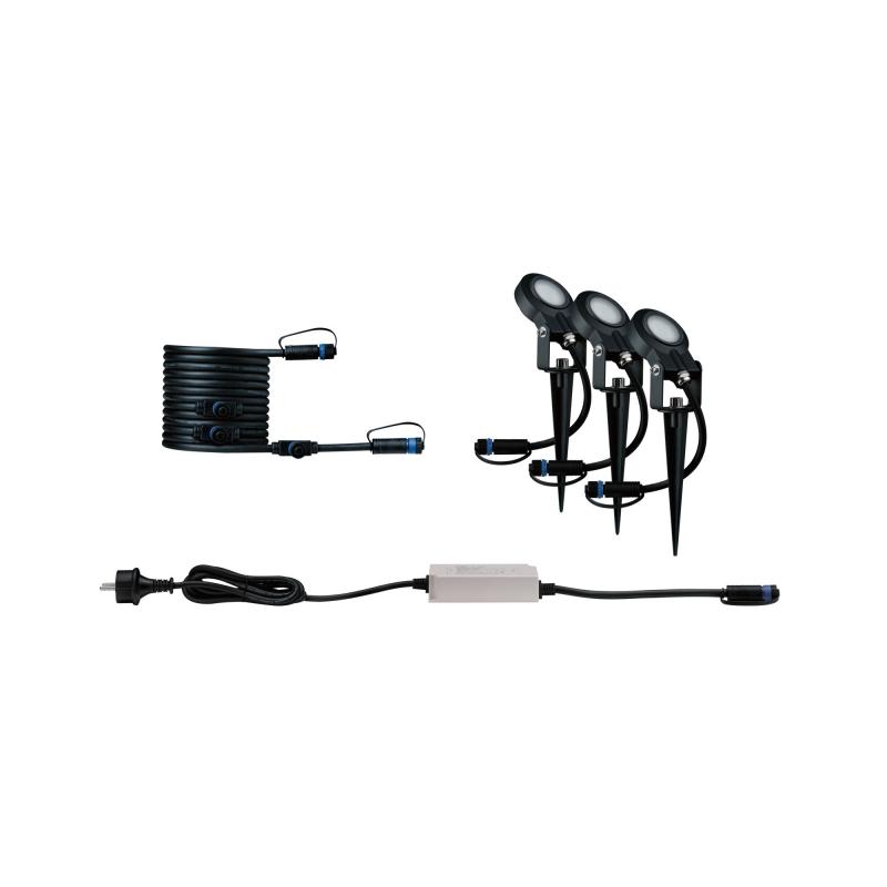 Paulmann 94729 Plug & Shine LED Gartenstrahler Sting Basisset Insektenfreundlich staubdicht 1m unter Wasser geschützt extra warmweiß 6,3W Anthrazit