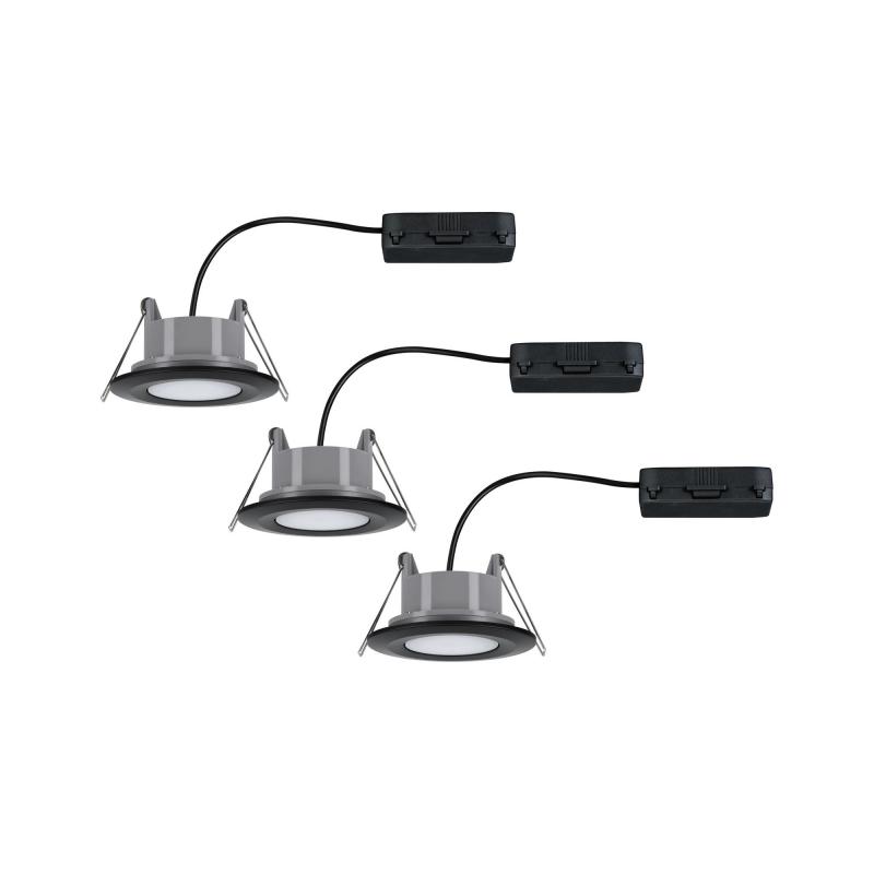 Paulmann 99991 Einbauleuchte Set Calla IP65 rund schwenkbar LED 4000K 6W 230V schwarz matt universalweißes Licht IP65