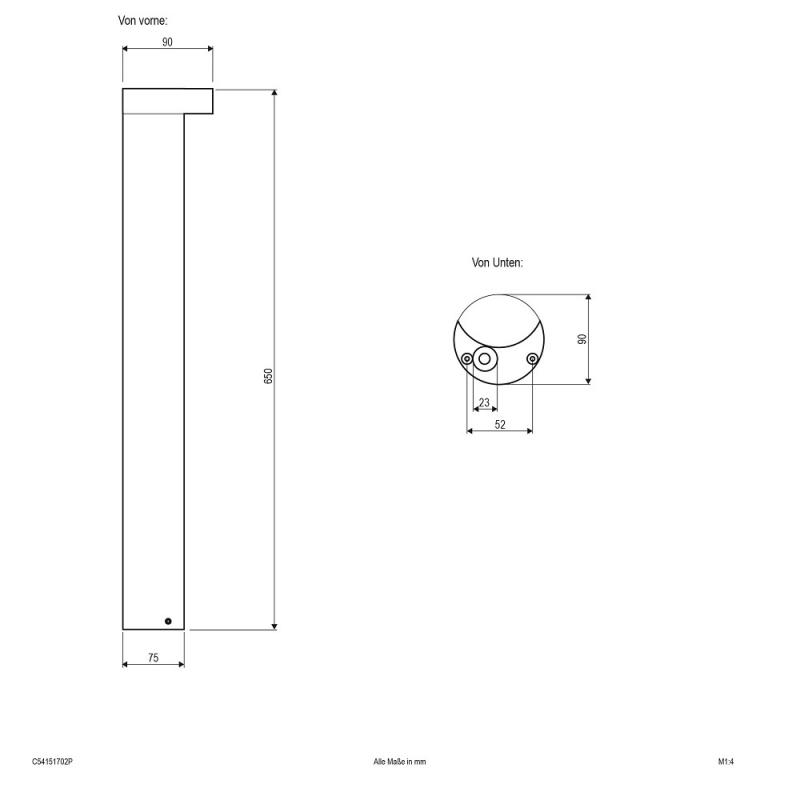 EVN P-LED Wegeleuchte 650mm anthrazit IP54 7W 3000K 427lm