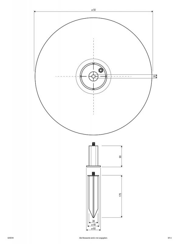 EVN Kugelleuchte Granitoptik Ø50cm IP65 für E27 Leuchtmittel - 2m Zuleitung mit Konturenstecker - inkl. Erdspieß