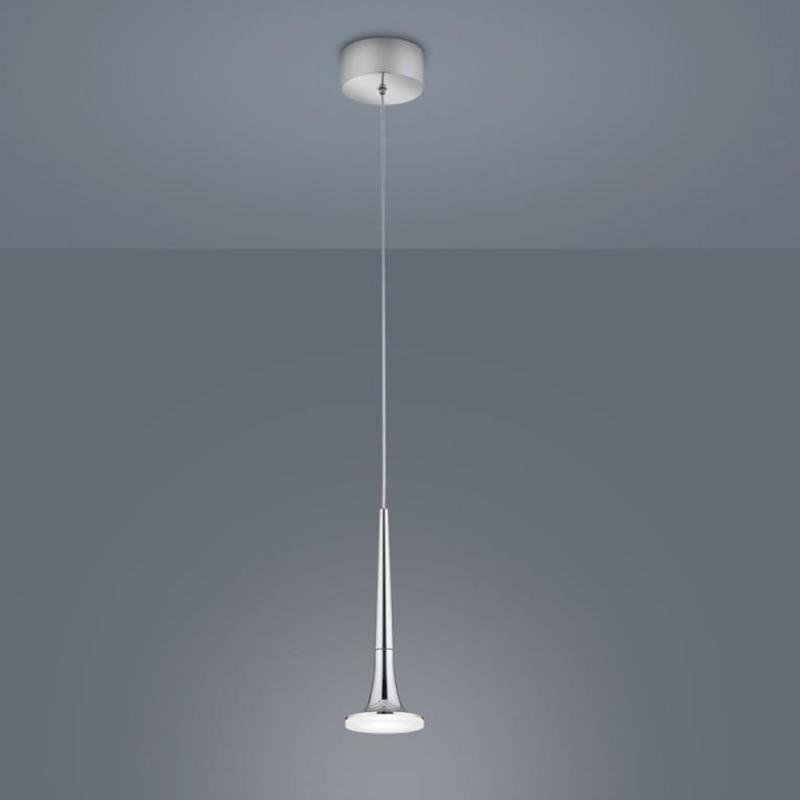 Helestra FLUTE LED Pendelleuchte in Chrom mit blendfreier Satinierung aus Acrylglas