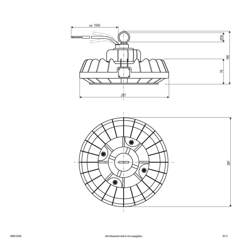 EVN LED Hallenleuchte schwarz rund IP65 4000K 150W 19500lm