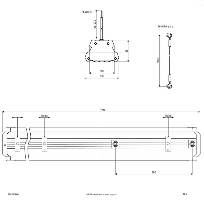 EVN LED Hallenleuchte schwarz 1216mm IP65 100-277V 5000K 200W 25000lm