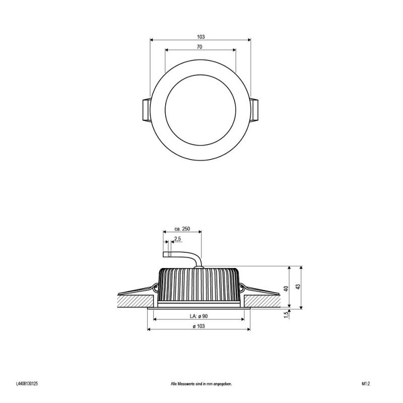 EVN LED Deckeneinbauleuchte chrom-satiniert Badezimmerstrahler IP44 Tunable White