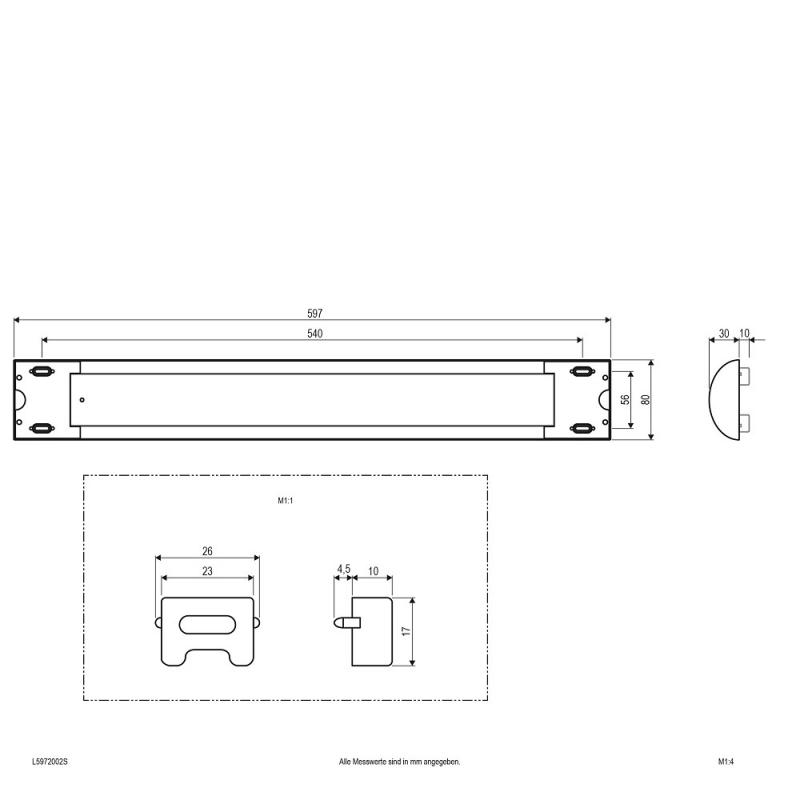 60cm EVN LED Anbauleuchte silber 597mm IP20 3000K 20W 1805lm - warmweiße Beleuchtung