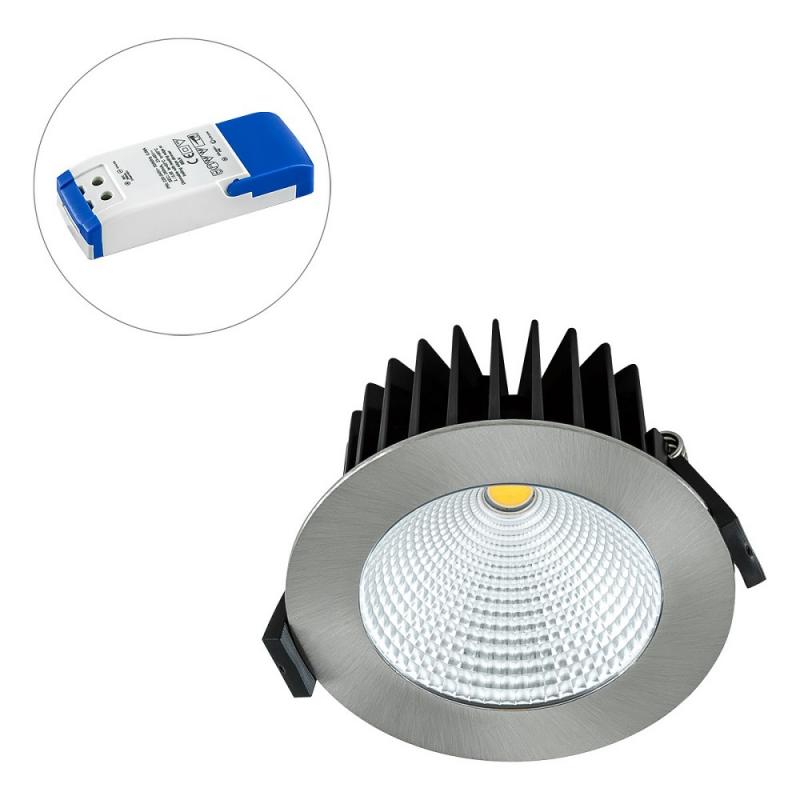 EVN LED Decken-Einbaustrahlerrund chrom-sat. IP44 10W 4000K dimmbares neutralweißes Licht EinbauØ85 - feuchtraumgeeignet