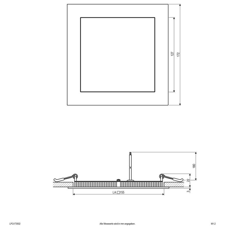 EVN LED Einbaupanel mit warmweißem Licht silber IP20 15W 3000K 1000lm