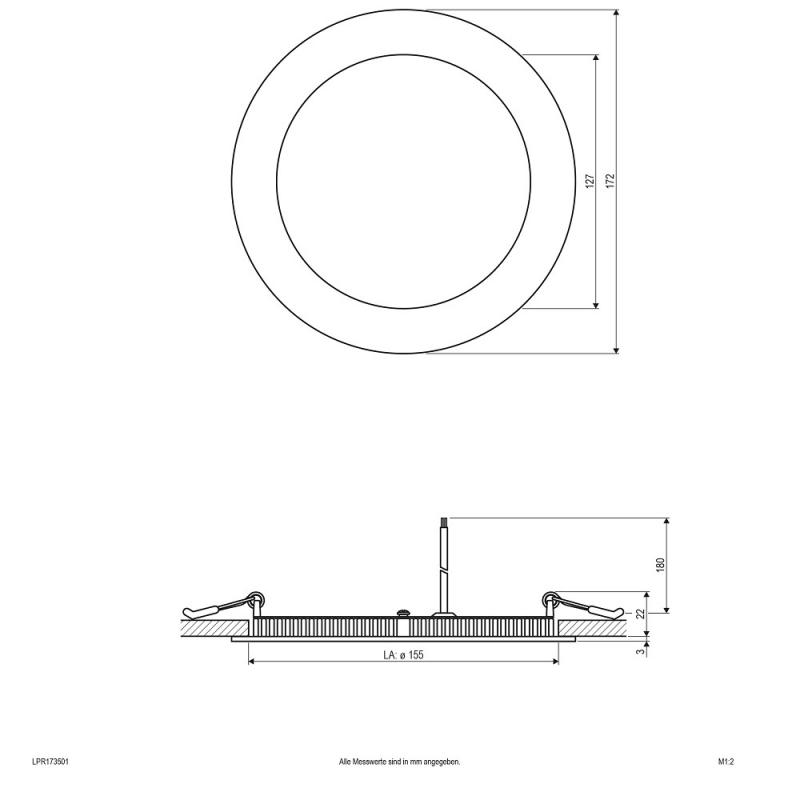 EVN LED Einbaupanel mit universalweißem Licht  rund silber IP20 15W 4000K 1100lm EinbauØ155