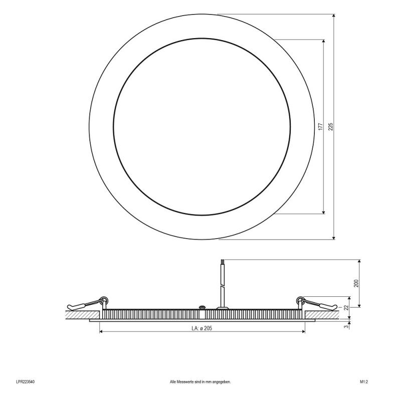 EVN LED Einbaupanel mit universalweißem Licht rund silber IP20 21W 4000K 1700lm EinbauØ205