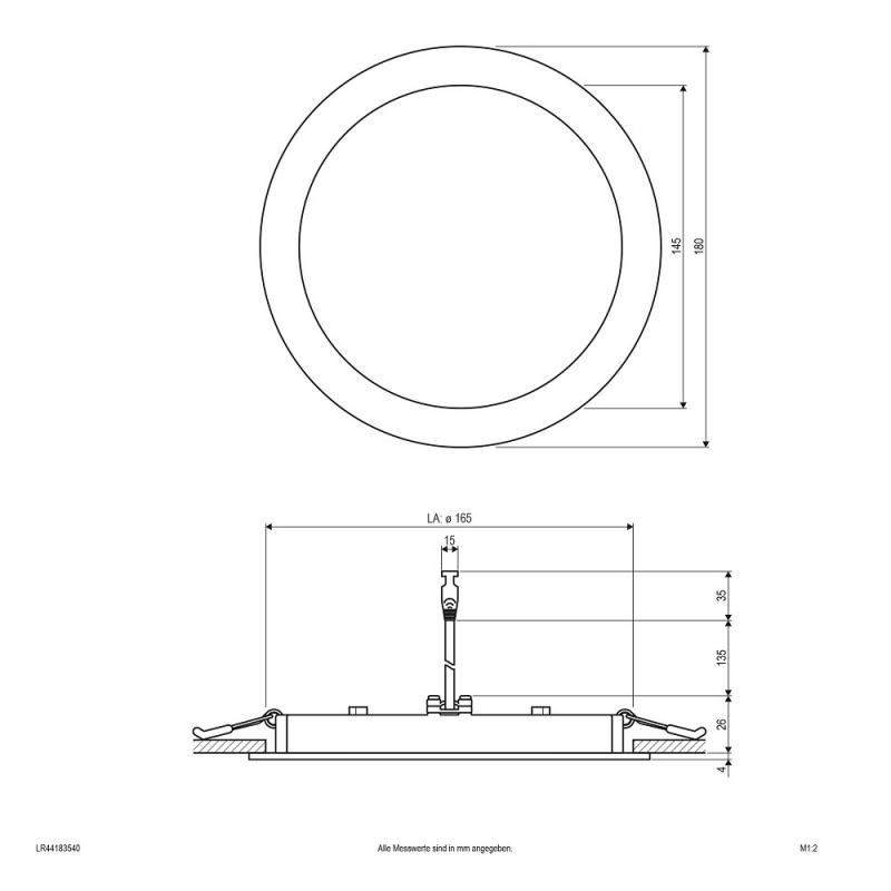 EVN LED Einbaupanel mit universalweißem Licht rund weiß IP44 16.5W 4000K 1320lm EinbauØ165