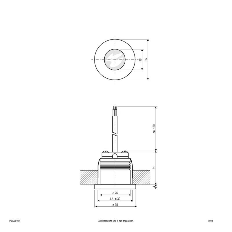 EVN LED Decken-Einbaustrahler warmweißes Licht rund weiß IP20 3W 3000K 170lm EinbauØ30