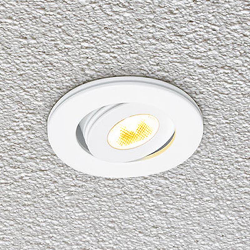 EVN LED Decken-Einbaustrahler warmweißes Licht rund schwenkbar weiß IP20 700mA 3W 3000K 170lm EinbauØ48