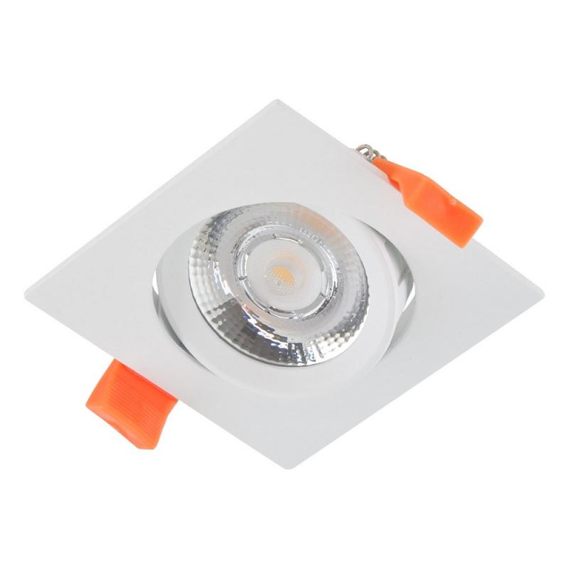 EVN LED Decken-Einbaustrahler warmweißes Licht quad. schwenkbar weiß IP20 6W 3000K inkl. Netzgerät  EinbauØ68