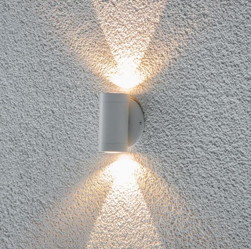 EVN Moderne Balkon- und Terrassenlampe up&down 2-flg  weiß IP44 warmweißes Licht