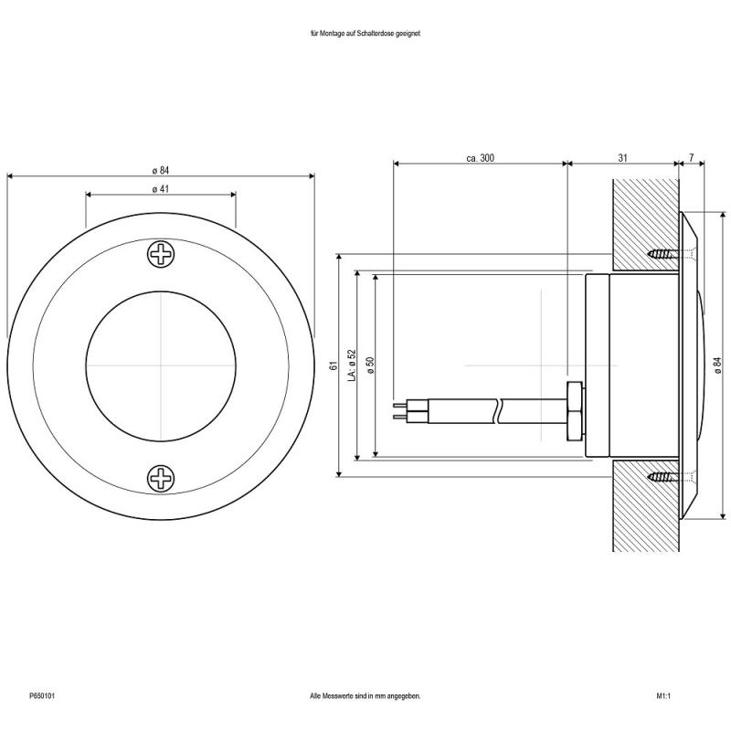 EVN LED Einbaustrahler mit kaltweißem Licht feuchtraumgeeignet Alu IP65 1W 6000K EinbauØ52