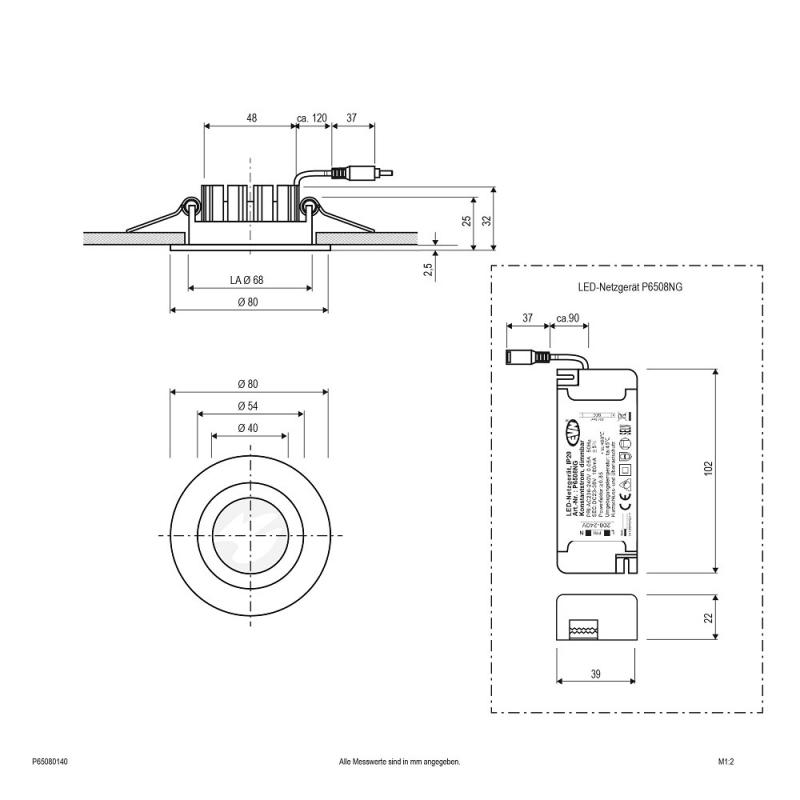 EVN LED Decken-Einbaustrahler mit universalweißem Licht dimmbar rund schwenkbar weiß IP65 8W 4000K EinbauØ68