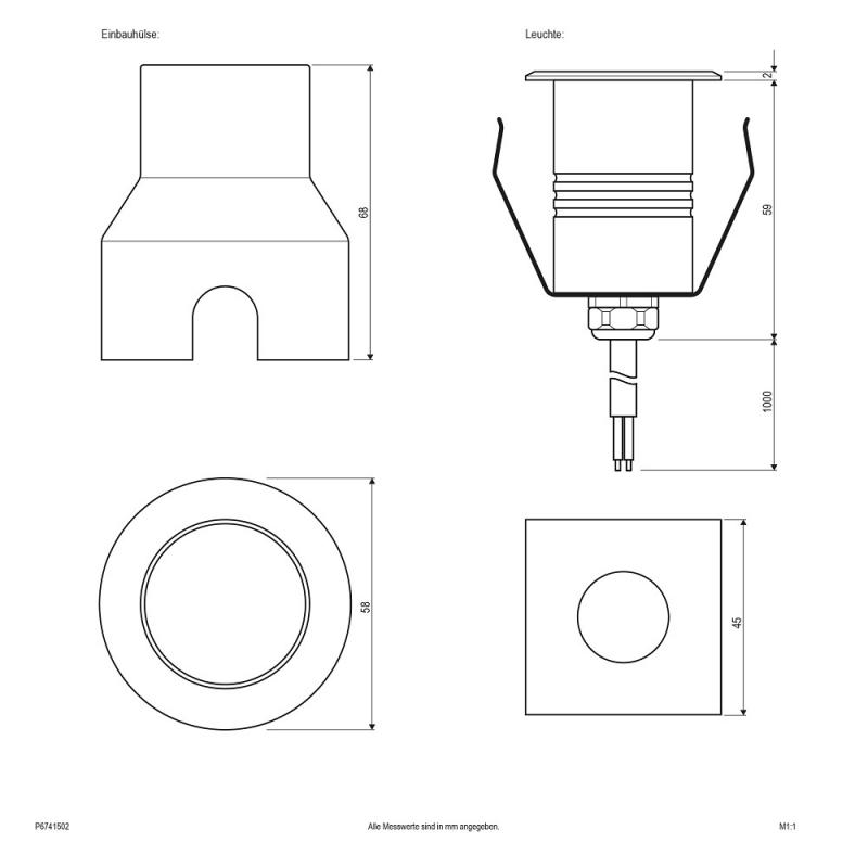 EVN LED Bodeneinbauspot Terrasse und Einfahrtbeleuchtung IP67 12V/DC 1.5W 3000K 59lm EinbauØ36