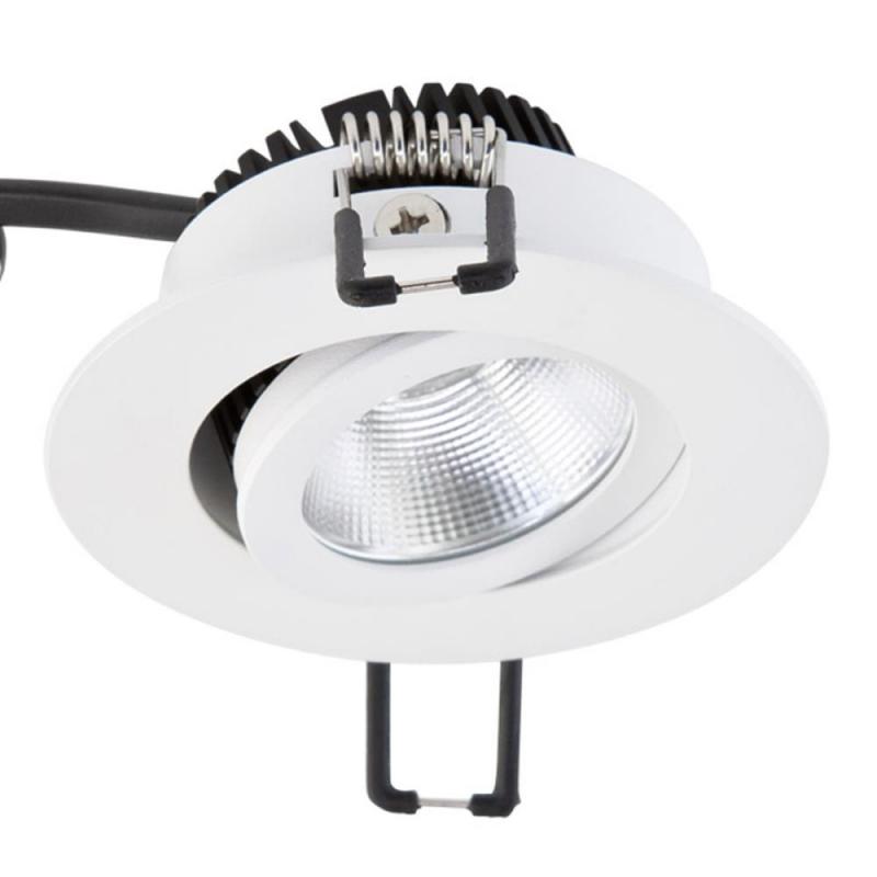 EVN LED Decken-Einbaustrahler mit warmweißem Licht rund schwenkbar weiß IP20 6W 2700K 575lm 90Ra EinbauØ68