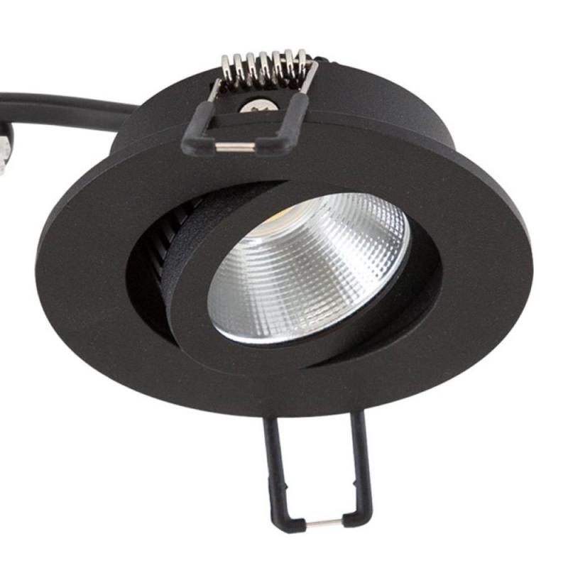 EVN LED Decken-Einbaustrahler mit warmweißem Licht rund schwenkbar schwarz IP20 6W 3000K 620lm 90Ra EinbauØ68