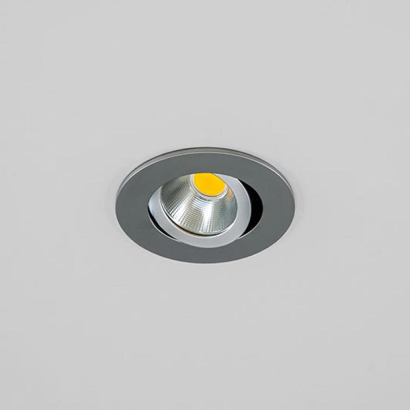 EVN P-LED Decken-Einbaustrahler mit warmweißem Licht rund schwenkbar chrom matt IP20 6W 3000K 620lm 90Ra EinbauØ68