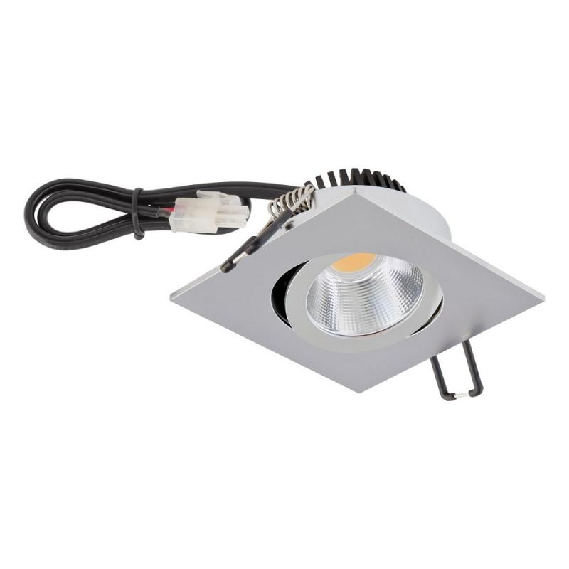 Aktion: Nur noch angezeigter Bestand verfügbar - EVN P-LED Decken-Einbaustrahler mit warmweißem Licht quad. schwenkbar chrom matt IP20 6W 3000K 90Ra EinbauØ68