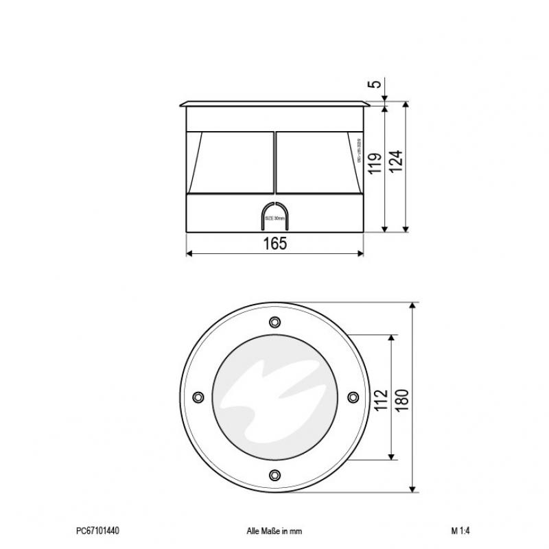 EVN LED Bodeneinbauleuchte rund IP67 14W 4000K 908lm EinbauØ165 Parkplatz und Fassaden Beleuchtung