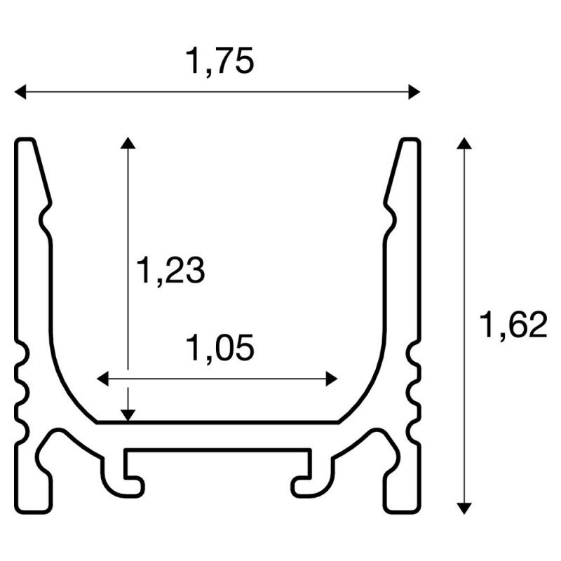 SLV 1000464 GRAZIA 10 LED Aufbauprofil, standard, gerillt, 2m, weiss