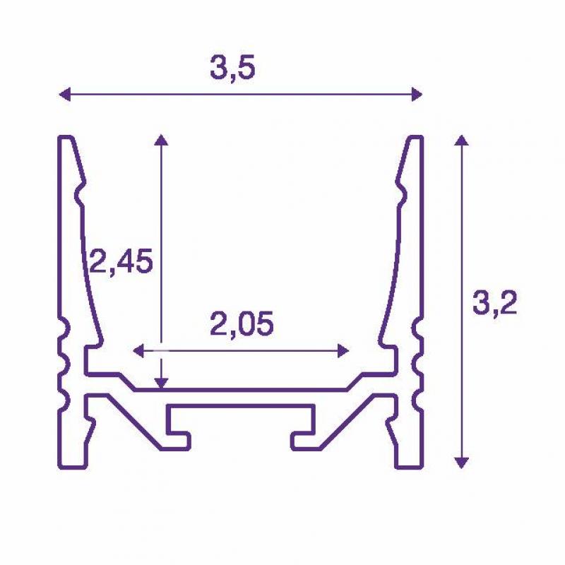 SLV 1000511 GRAZIA 20 LED Aufbauprofil, standard, gerillt, 2m, alu