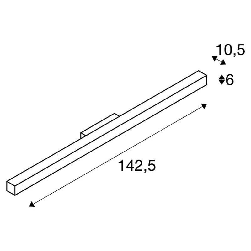 Schlanke lange 142cm Q-LINE LED Wandleuchte und Spiegellampe in silbergrau inkl LED SLV 1000670