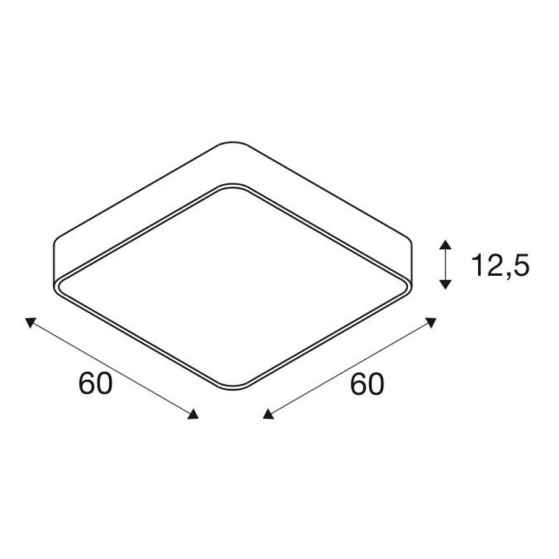 SLV 1000727 MEDO 60 SQUARE LED, Deckenleuchte, silbergrau, 1-10V, 3000K