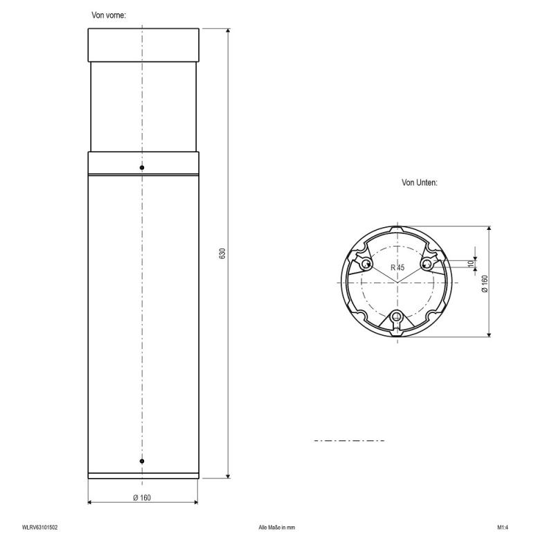 EVN LED Wegeleuchte 63cm hoch in Anthrazit IP65 10W 3000K warmweißes Licht