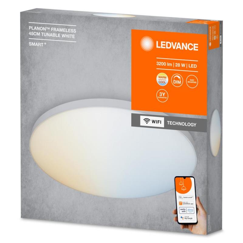 LEDVANCE SMART+ WiFi Planon Rahmenloses LED Wand- und Deckenpanel in weiss rund Ø 45 cm