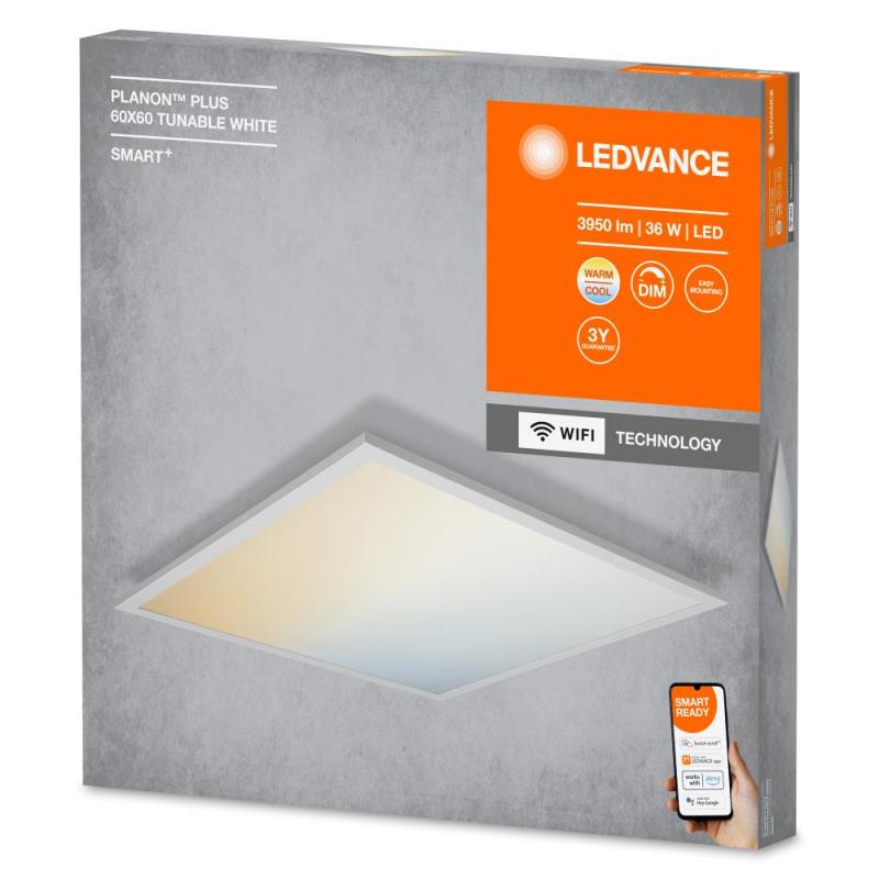 Flaches LEDVANCE SMART+ WiFi Planon Plus Decken Panel Tunable White Aluminium 60x60cm