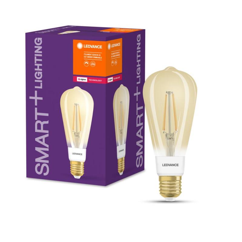 LEDVANCE Smart+ ZigBee Gold Filament LED Lampe 6W wie 52W dimmbar 2400K extra warmweiß - Amazon Alexa, Google Assistant
