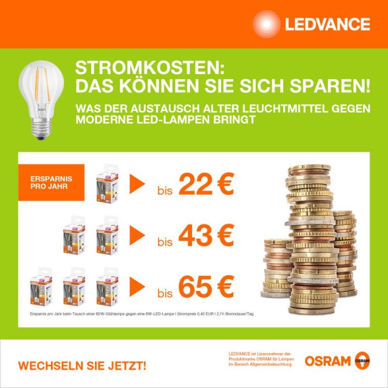 Ledvance E27 Besonders effiziente LED Lampe Classic klar 5W wie 75W 3000K warmweißes Licht