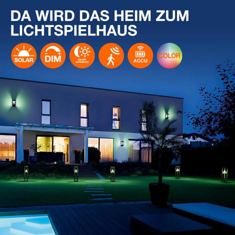 Aktion: Nur noch angezeigter Bestand verfügbar - LEDVANCE Wandleuchte Endura Style Tossa Wall Solar & Sensor in Schwarz 3000K