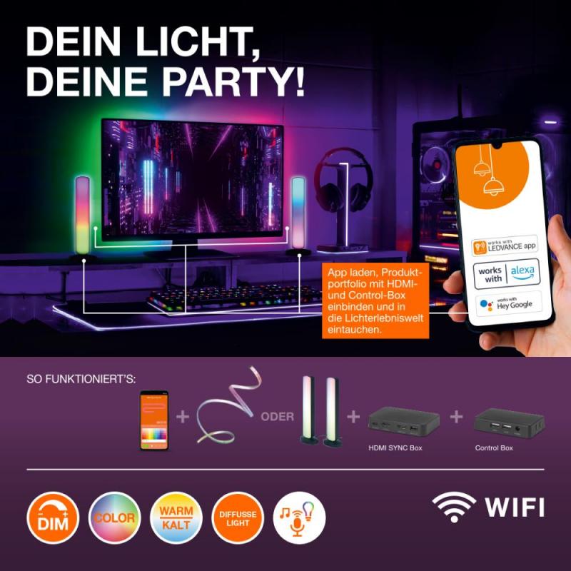 LEDVANCE SMART+ WiFi Planon Magic RGBW 120x30cm weiß Steuerung via App oder Fernbedienung