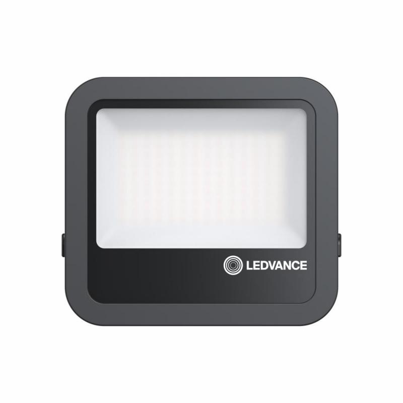 LEDVANCE Muliti Select Schwenkbarer schwarzer LED Außenwandstrahler FL100 69 W / 53 W 3000K warmweißes Licht- wählbare Wattageneinstellung (Multi Lumen)