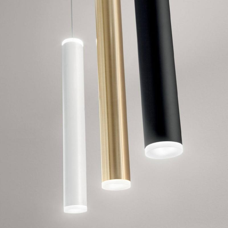 Prado LED Pendelleuchte im Röhrenstil mit Ober- und Unterlicht in Schwarz dimmbar von Fabas Luce