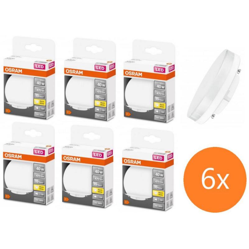 6er Pack OSRAM LED Strahler GX53 Sockel 120°-Winkel 4,9W wie 40W warmweiß