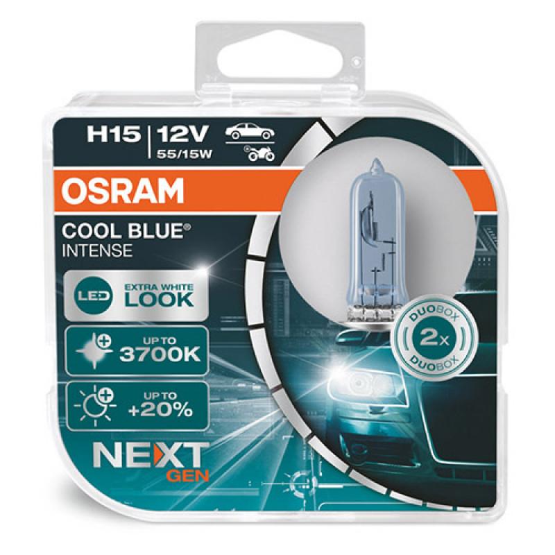 2er Pack OSRAM PGJ23t-1 COOL BLUE INTENSE (NEXT GEN) H15 als Abblendlicht/Fernlicht Halogenlicht