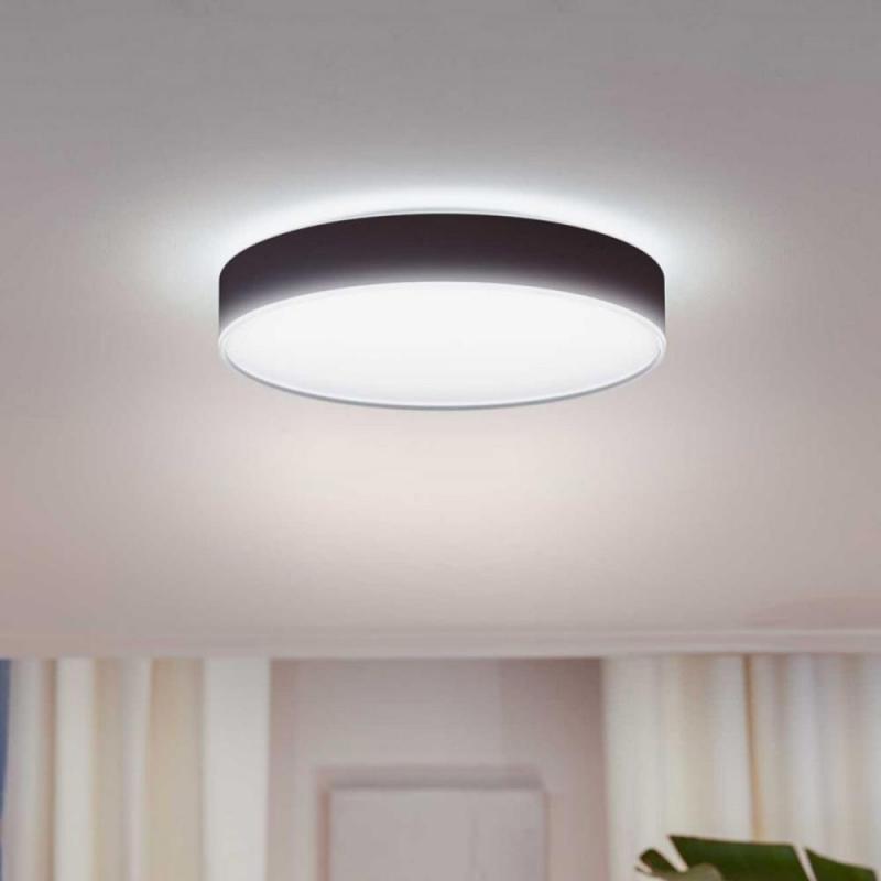 Philips Hue White Ambiance Groß LED-Deckenleuchte ENRAVE mit Dimmschalter in Schwarz Ø42,5cm