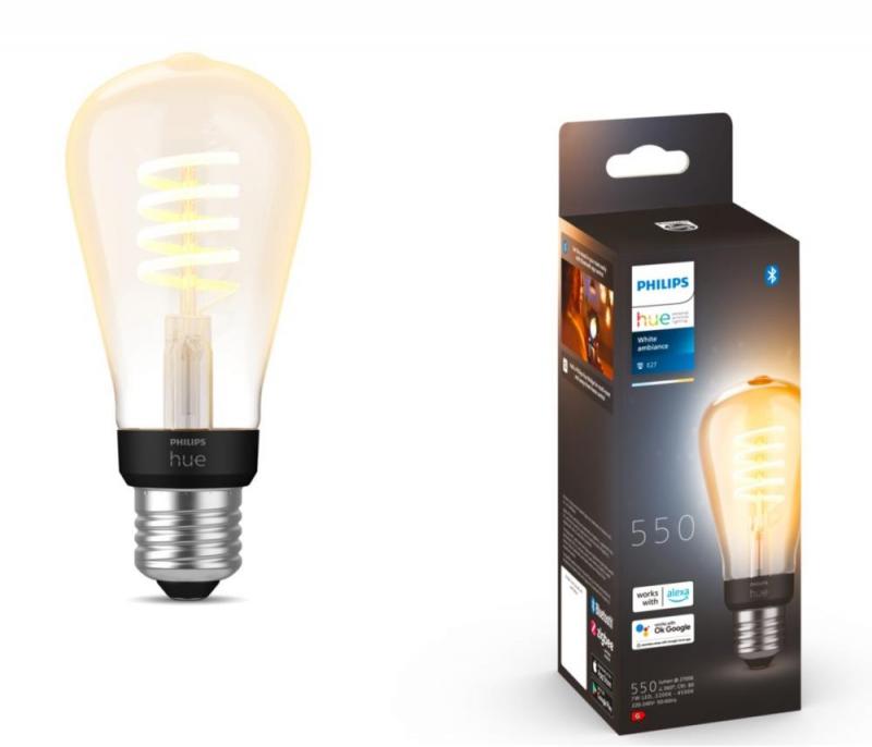 Philips Hue White E27 Filament Edison LED Lampe 7W - Edition mit Glühwedel in ST64 Rustikaform mit tunable White 2200-4500K