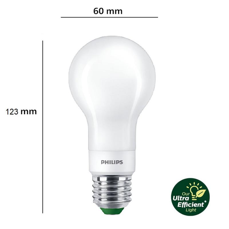 PHILIPS Classic E27 Ultra Efficientes dimmbares LED Leuchtmittel 4W wie 60W warmweißes Licht 2700K opalweiß mattiert