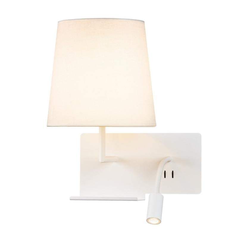 Bett- und Leseleuchte SOMNILA in weiß mit warmweißem LED-Licht Version links inkl. USB Anschluss SLV 1003459
