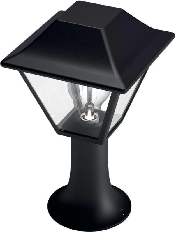 Philips myGarden 30cm hohe Traditionelle Wegeleuchte Alpenlicht in schwarz aus Aluminium mit klarem Glas