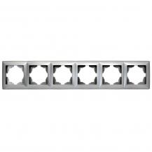 Günsan Visage 6-fach Rahmen für 6 Steckdosen Schalter Dimmer Silber